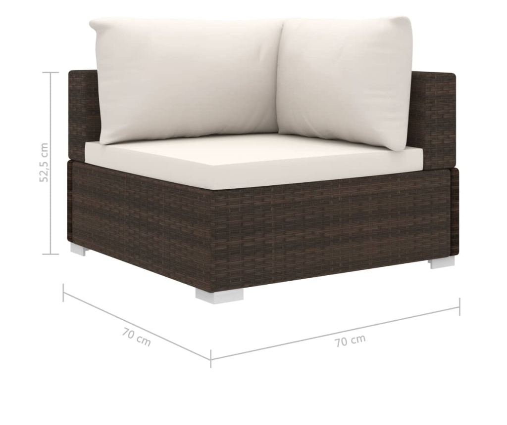 Set mobilier de grădină cu perne, 10 piese, maro, poliratan - 10