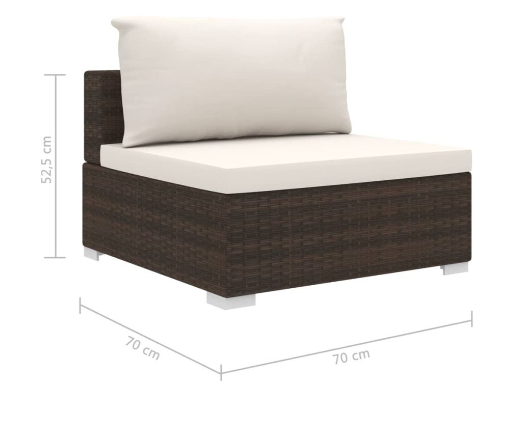 Set mobilier de grădină cu perne, 10 piese, maro, poliratan - 12