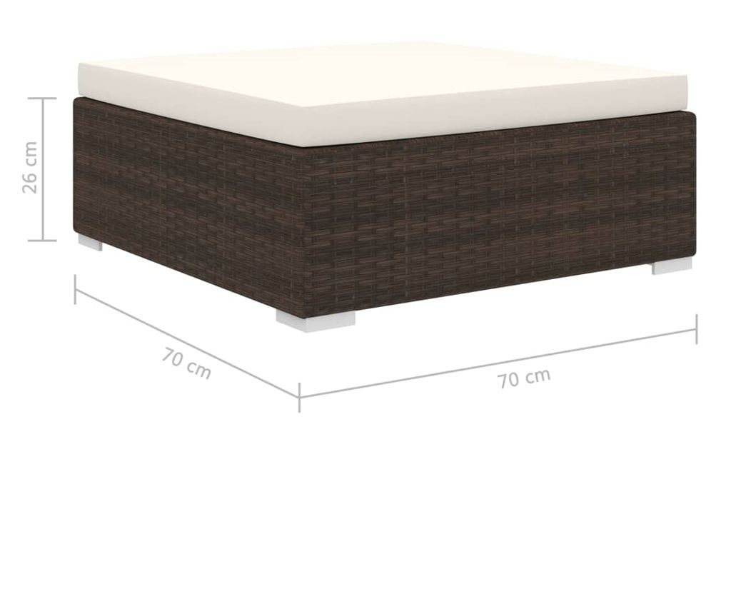 Set mobilier de grădină cu perne, 10 piese, maro, poliratan - 11