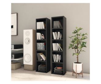Dulapuri CD-uri, 2 buc., negru, 21 x 16 x 93,5 cm, PAL