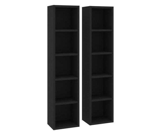 Dulapuri CD-uri, 2 buc., negru, 21 x 16 x 93,5 cm, PAL