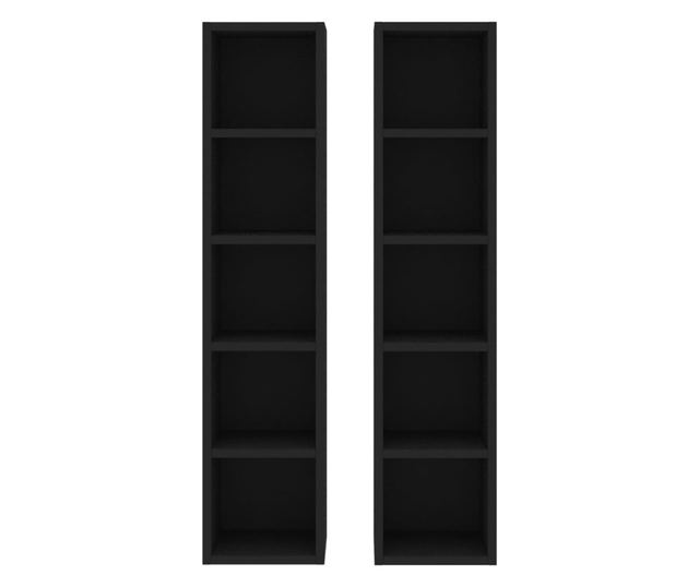 Dulapuri CD-uri, 2 buc., negru, 21 x 16 x 93,5 cm, PAL