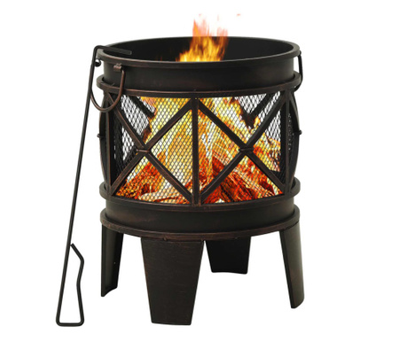 Vatră de foc rustică, cu vătrai, Φ42x54 cm, oțel