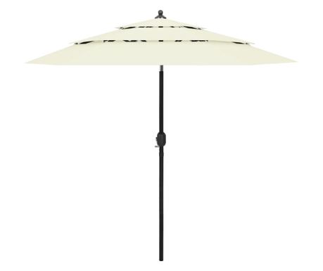 Umbrelă de soare 3 niveluri, stâlp de aluminiu, nisipiu, 2,5 m