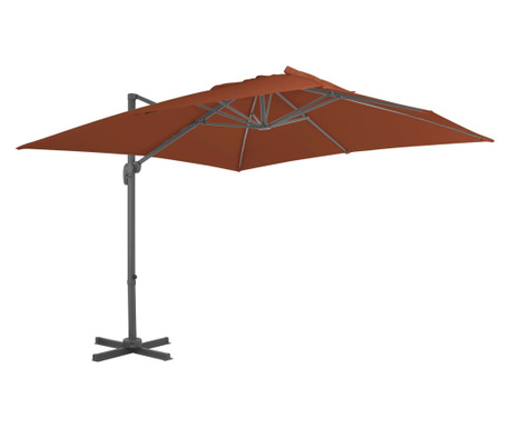 Umbrelă în consolă cu stâlp din aluminiu, cărămiziu, 400x300 cm