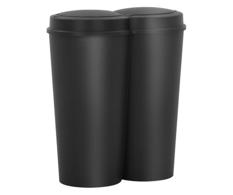 Coș de gunoi dublu, negru, 50 L