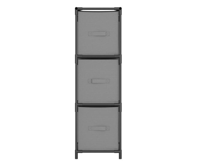 Trolszekrny 3 textilfikkal, szrke 34x34x101 cm acl