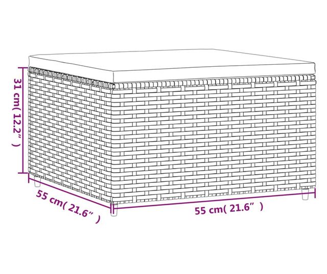 Vrtna klupa s jastukom, crna, poliratan