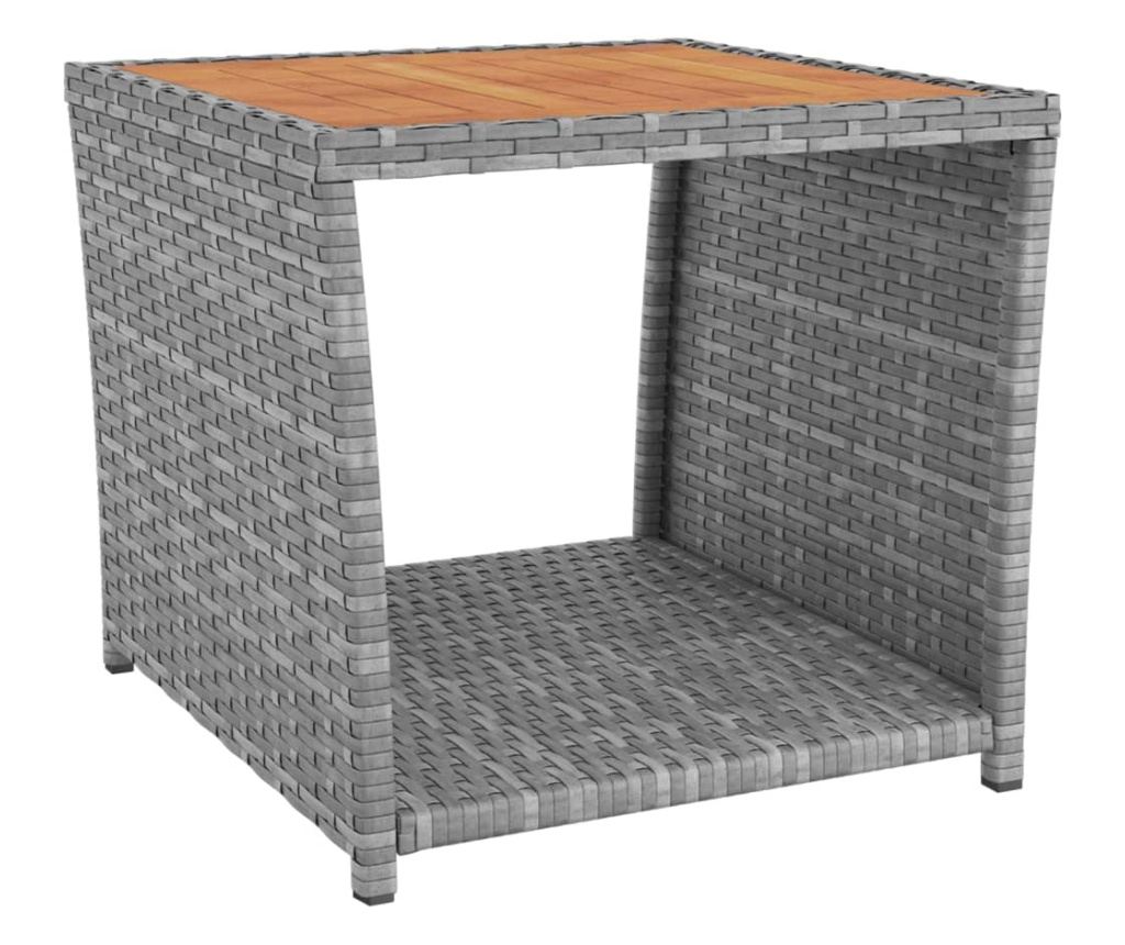 Комплект градински мебели, 3 части, полиратан и акациево дърво - 5