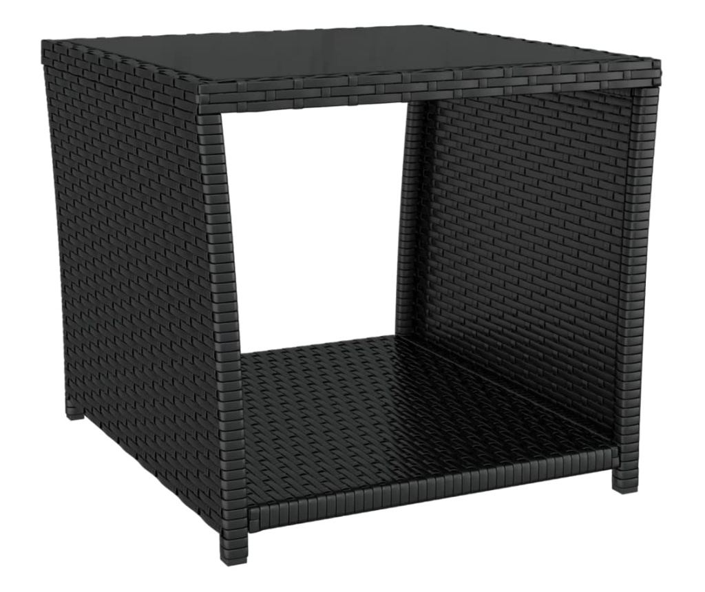 Комплект градински шезлонги, 2 броя, Черен, Полиратан и стомана - 5