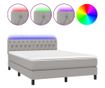 Okvir za krevet s madracem i LED rasvjetom, Svjetlosiva, 140x190 cm, Tekstil thumbnail 2
