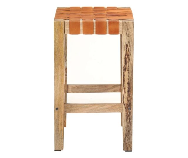 Barski stoli, 2 kosa, rjavi, 60 cm, pravo usnje