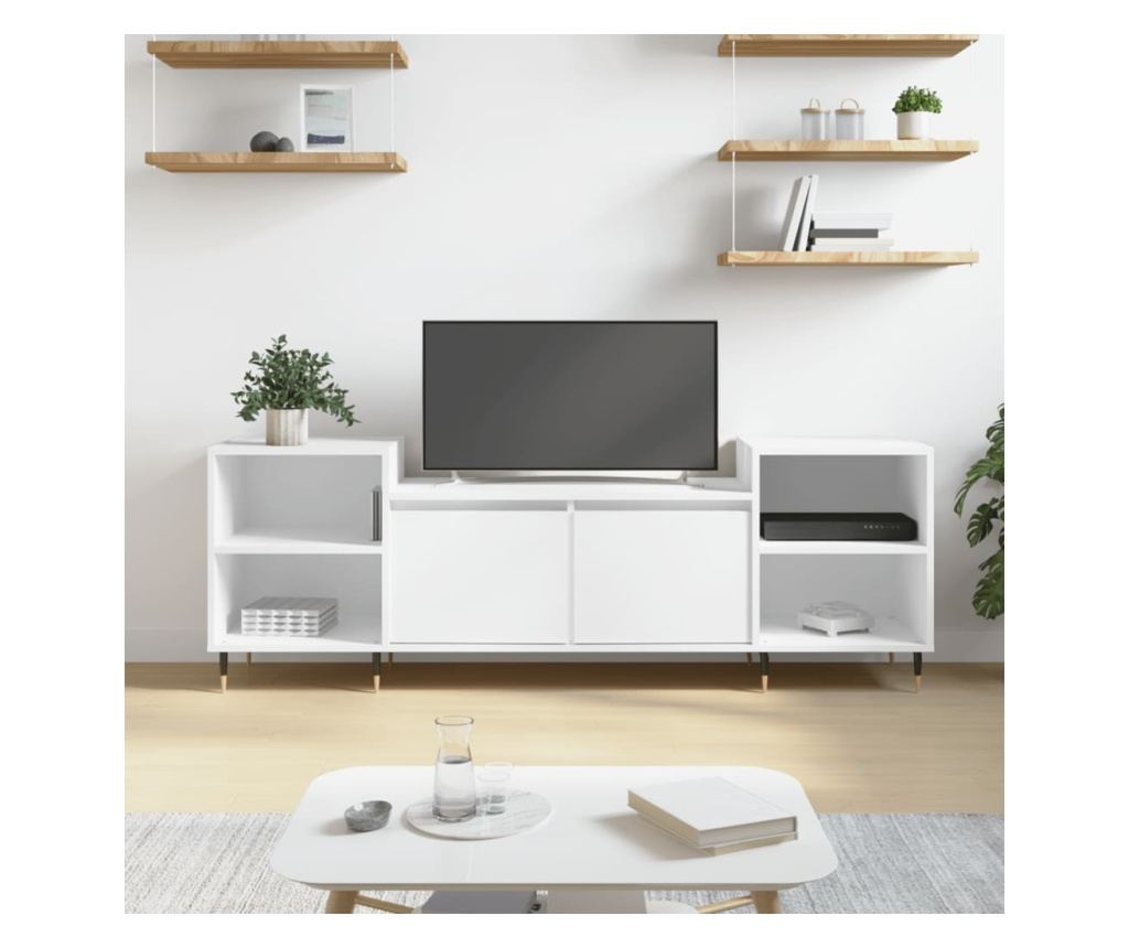 TV omarica bela 160x35x55 cm inženirski les - 2