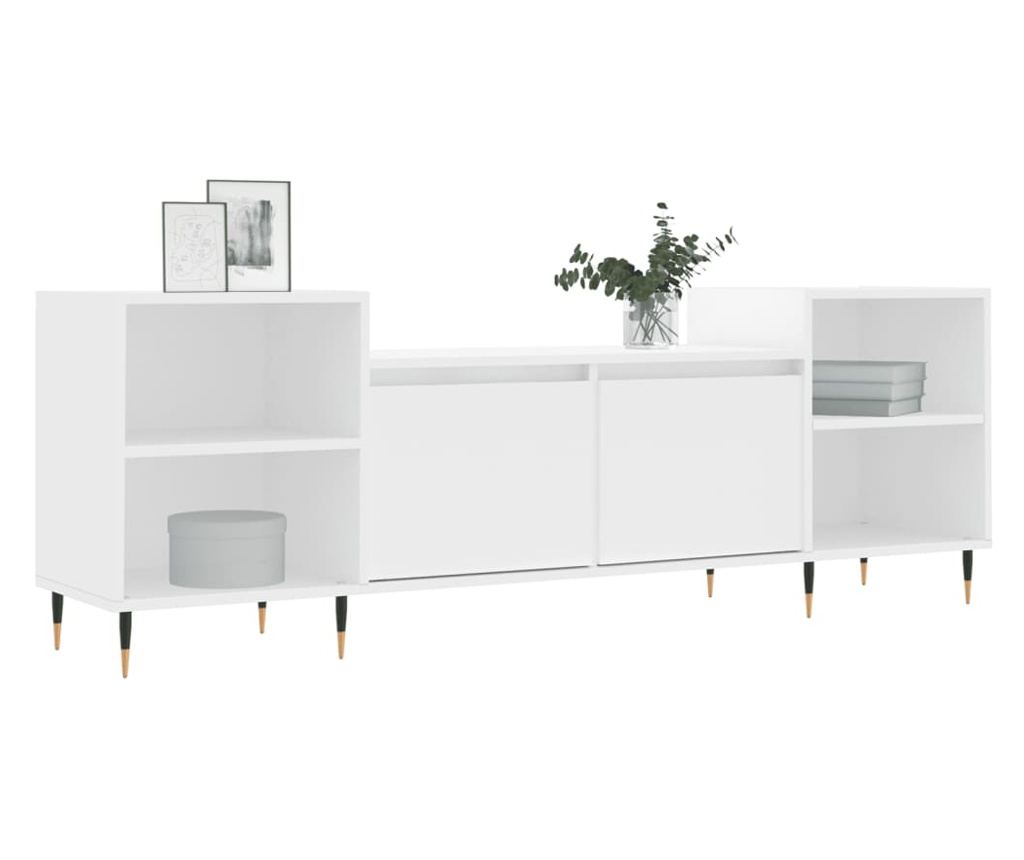 TV omarica bela 160x35x55 cm inženirski les - 3