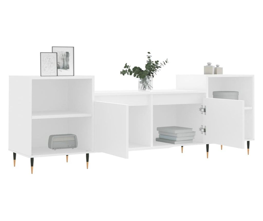 TV omarica bela 160x35x55 cm inženirski les - 4
