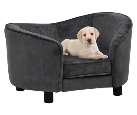 Canapea pentru câini, gri, 69x49x40 cm, pluș