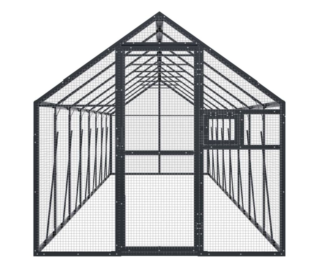 Ptičnica antracitna 1,79x8x1,85 m aluminij - 3