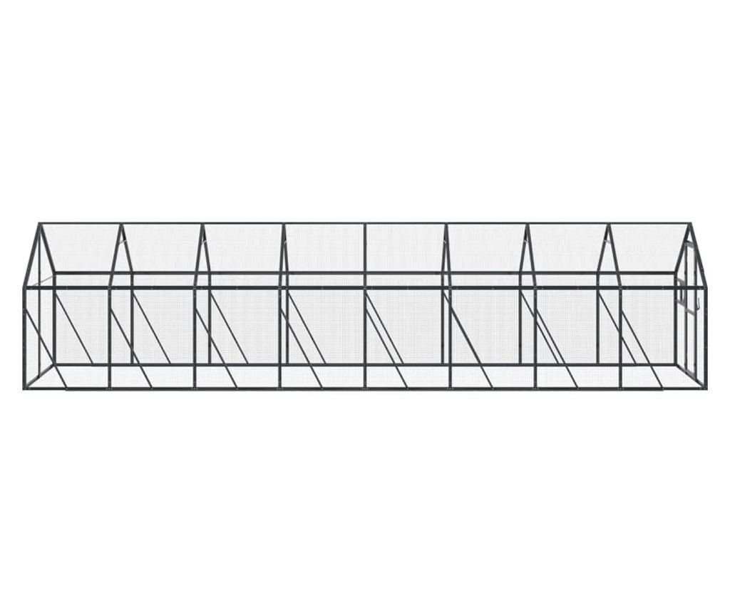 Ptičnica antracitna 1,79x8x1,85 m aluminij - 4