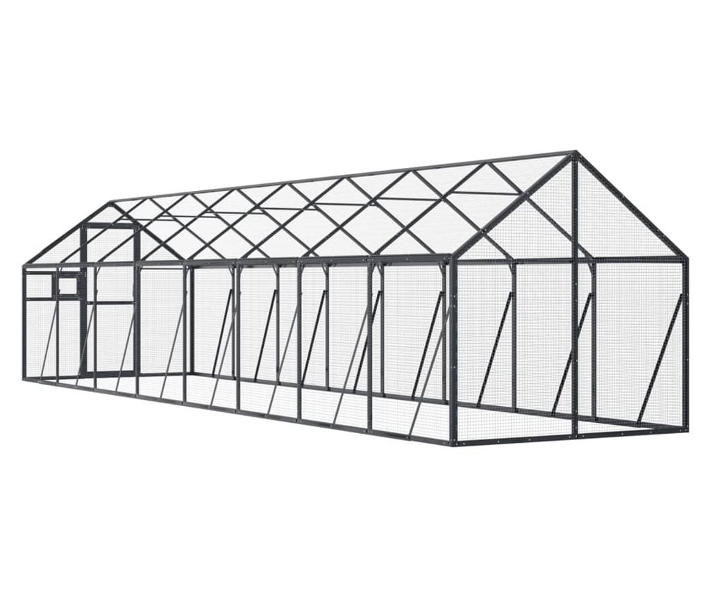 Ptičnica antracitna 1,79x8x1,85 m aluminij - 5
