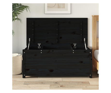 Cutie de depozitare, negru, 110x50x45,5 cm, lemn masiv de pin