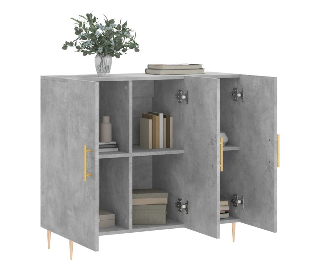 Ormarić, betonsko siva, 90x34x80 cm, kompozitno drvo - 4