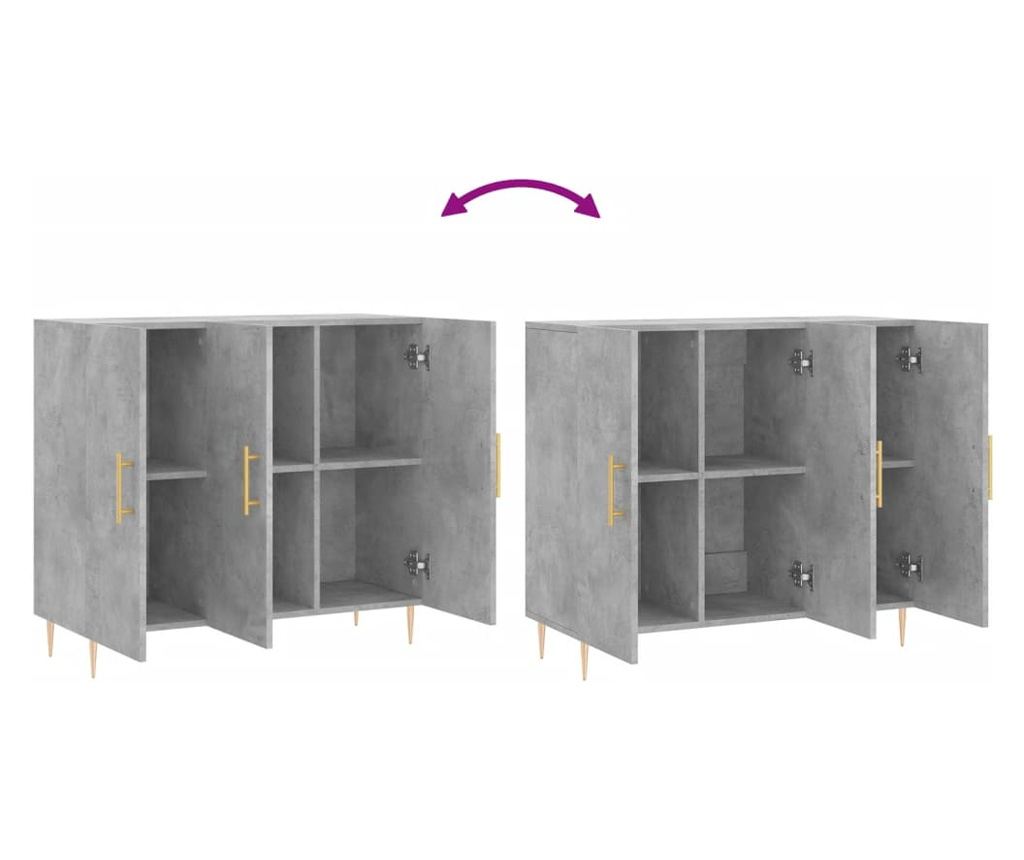 Ormarić, betonsko siva, 90x34x80 cm, kompozitno drvo - 9