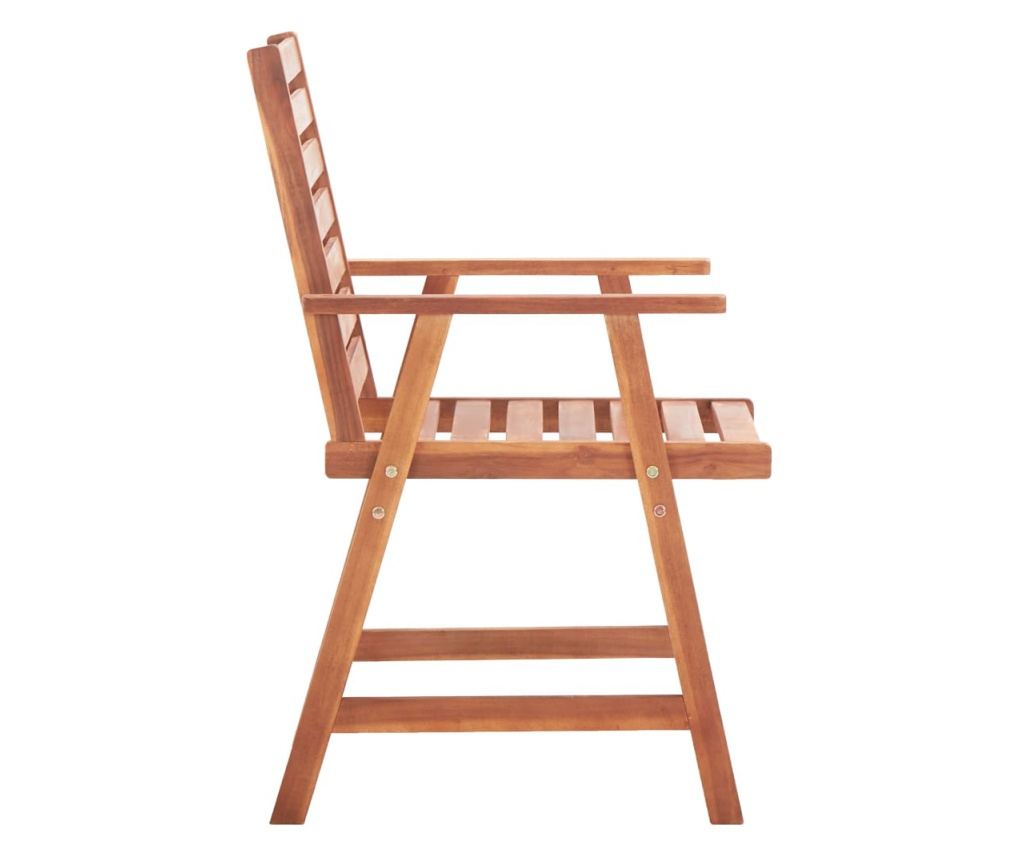 Градински столове с възглавници, 3 бр., Масивна акациева дървесина - 6