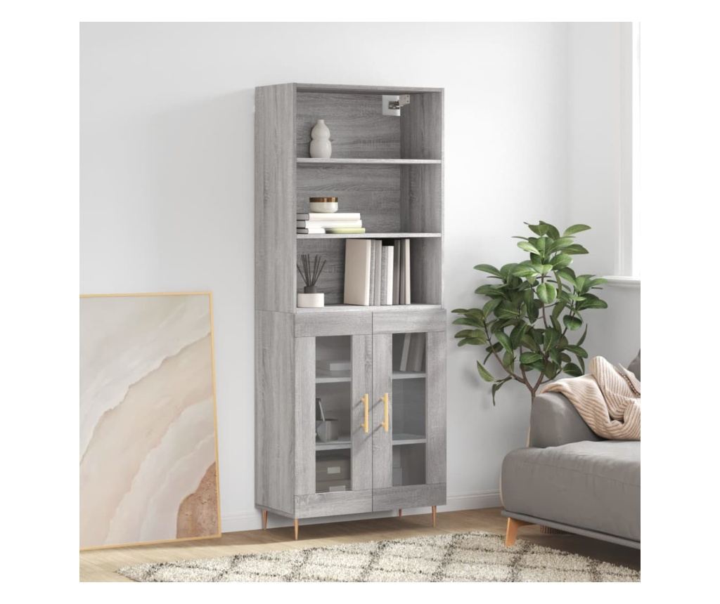 Visoka ormar, siva sonoma, 69,5x34x180 cm, kompozitno drvo - 11