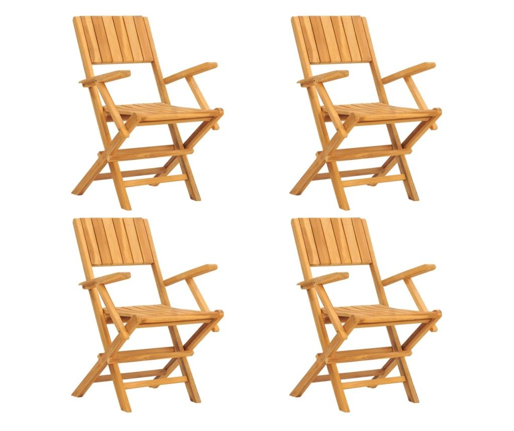 Градински комплект, масивно тиково дърво, 5 части - 3