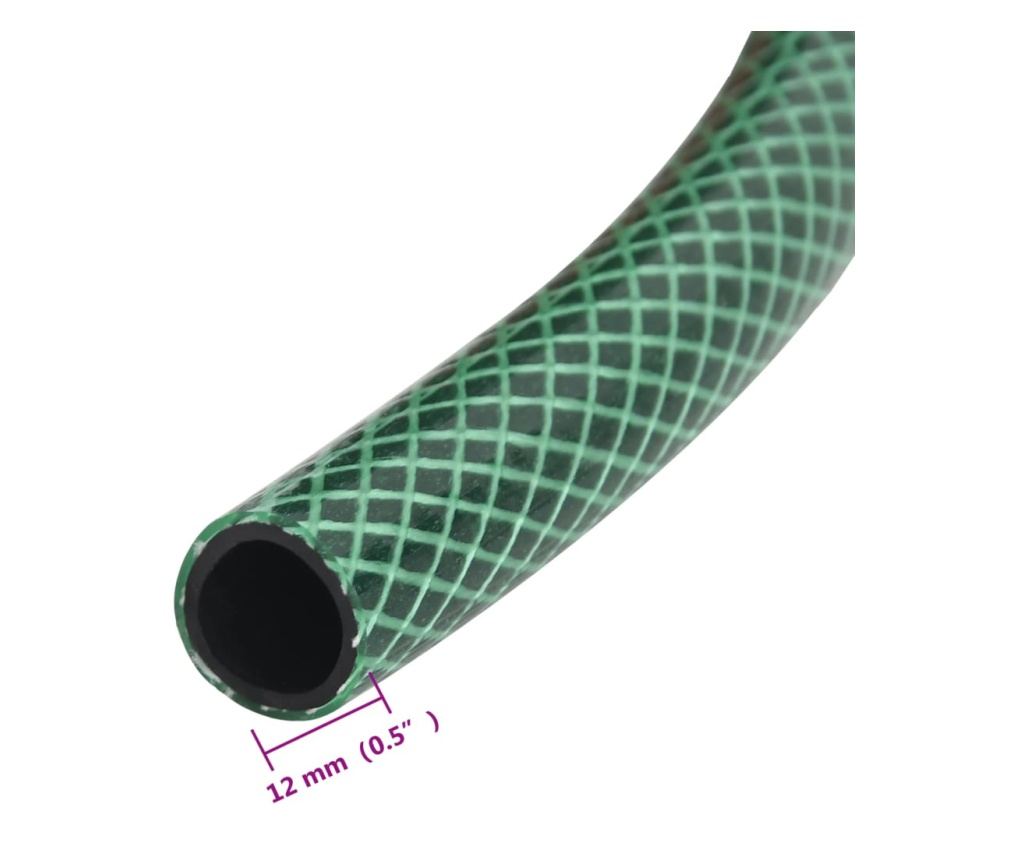 Furtun de grădină cu set de racorduri, verde, 100 m, PVC - 12