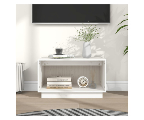 Comodă TV, alb, 60x35x35 cm, lemn masiv de pin