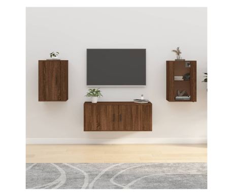 Zidne TV komode 2 kom. Smeđi hrast 40x34,5x60 cm