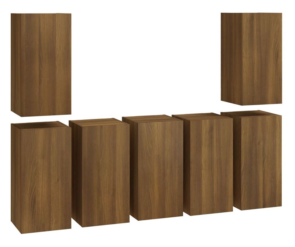 TV komode, 7 kom., smeđi hrast, 30,5x30x60 cm, obrađeno drvo - 2