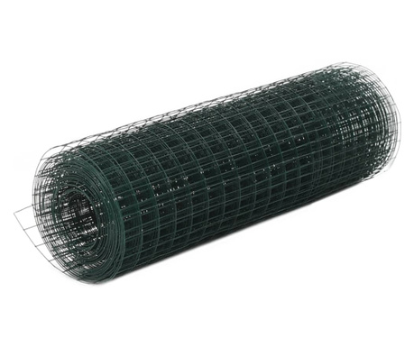 Plasă de sârmă găini, verde, 10 x 0,5 m, oțel cu înveliș PVC