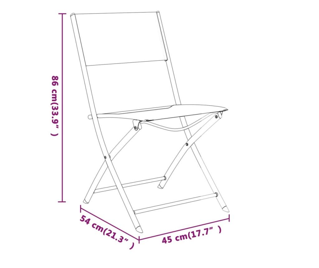 Градински комплект мебели, 3 части, Черен, Стомана - 10