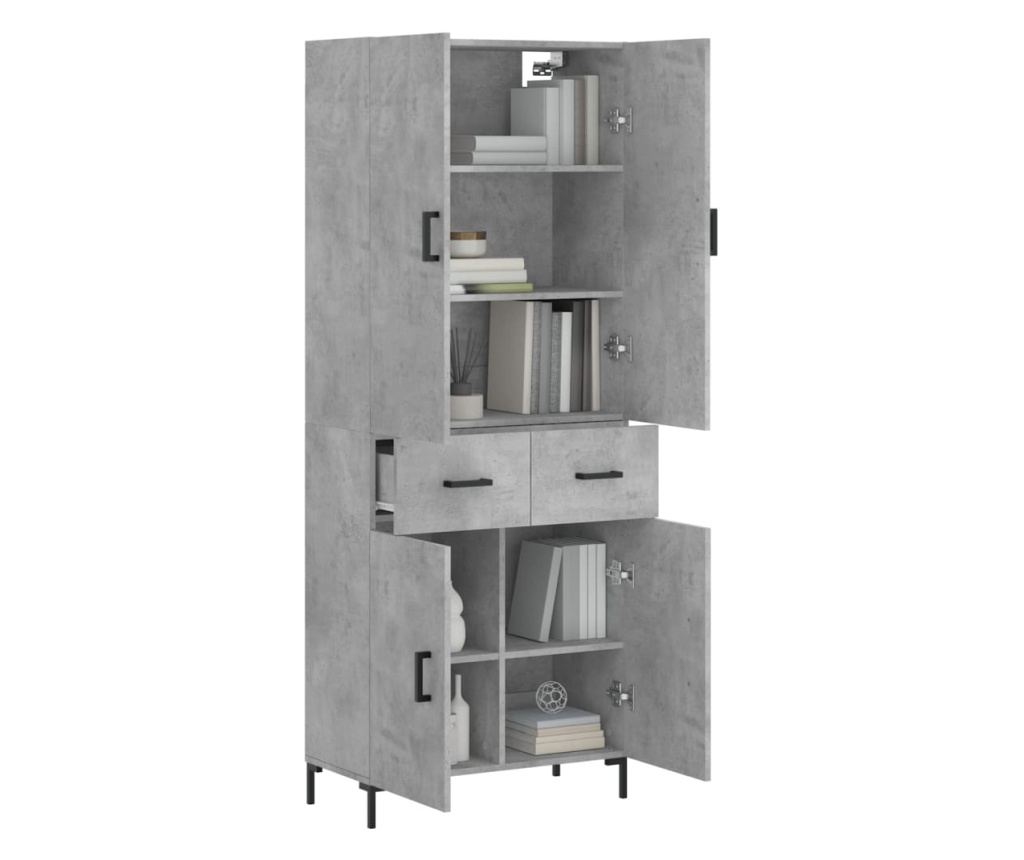 Visoki ormar, betonsko siva, 69,5x34x180 cm, kompozitno drvo - 3