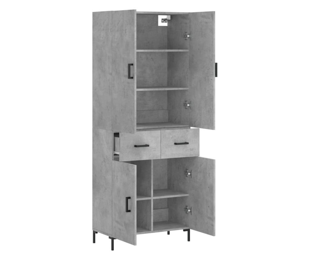 Visoki ormar, betonsko siva, 69,5x34x180 cm, kompozitno drvo - 4