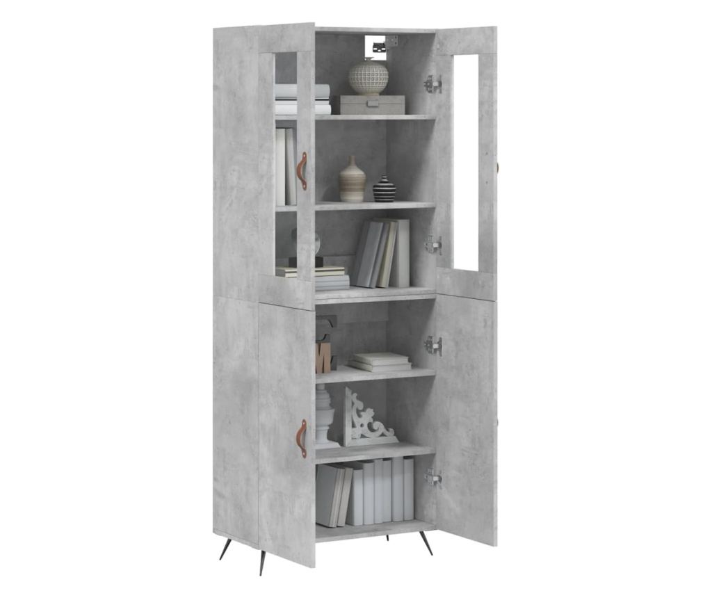 Visoka ormar, siva beton, 69,5x34x180, kompozitno drvo - 3