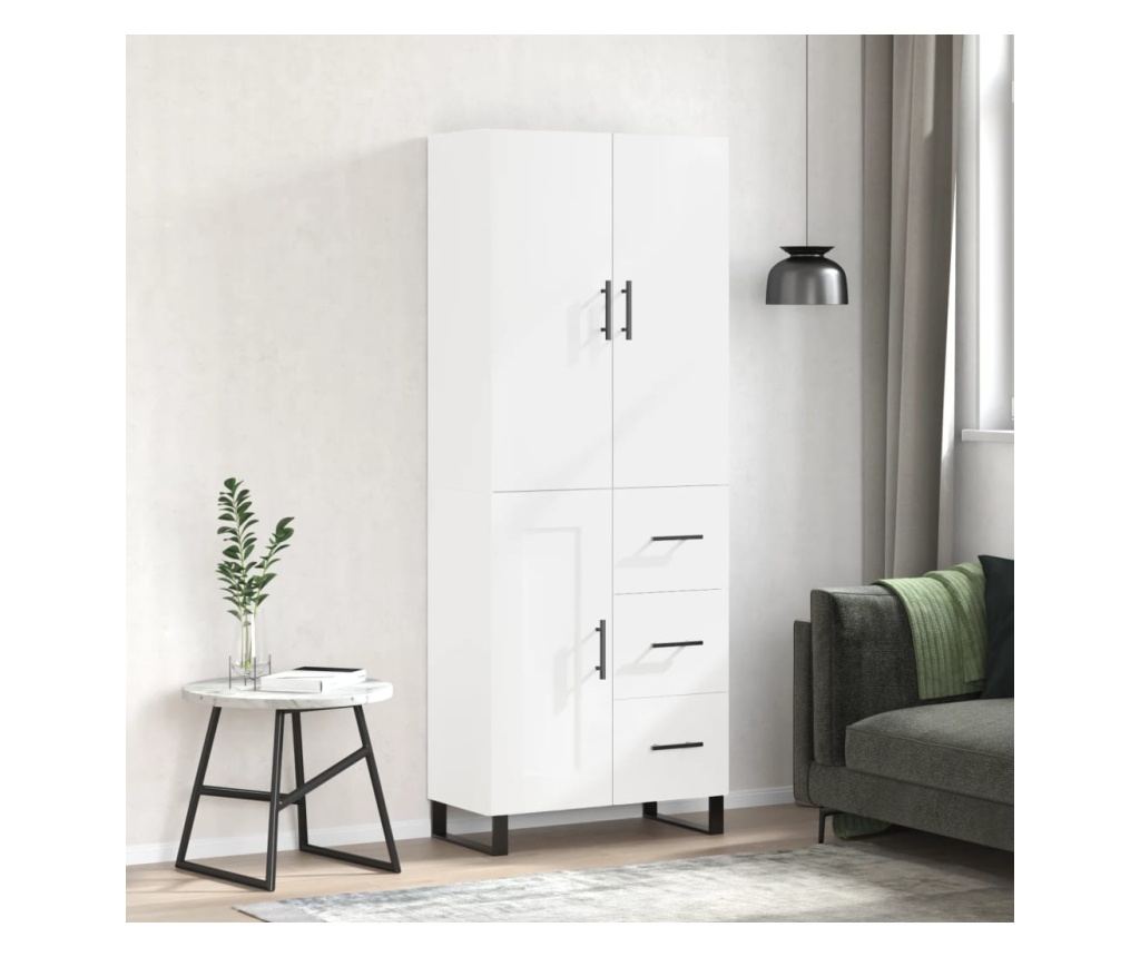 Visoka omara bela 69,5x34x180 cm inženirski les - 2