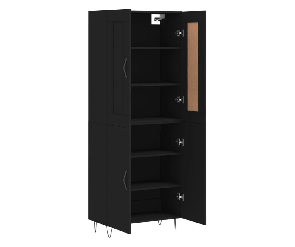 Visoka crna kompozitna drvena ormarić, 69,5x34x180 cm - 4