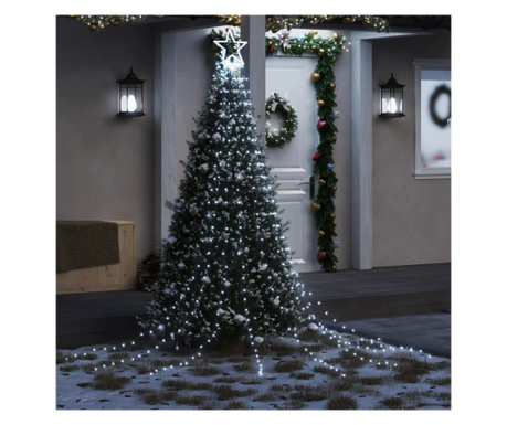 Instalație brad de Crăciun 320 LED-uri, alb rece, 375 cm