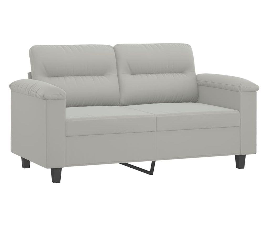 Комплект дивани с възглавници, 2 броя, светло сиво, микрофибър - 5