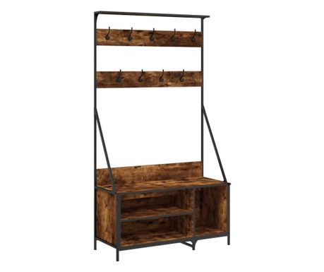 vidaXL Suport de haine cu raft de pantofi stejar fumuriu 100x41x184 cm