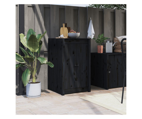 Uși de bucătărie de exterior, negru, 50x9x82 cm, lemn masiv pin