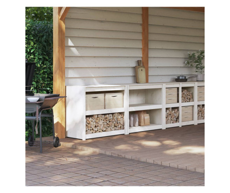 Dulapuri de bucătărie de exterior, 2 buc., alb, lemn masiv pin