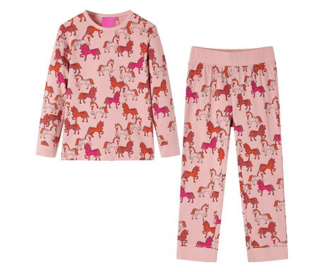 Pijamale pentru copii cu mâneci lungi roz deschis 128