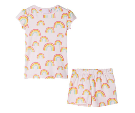 Pijamale pentru copii cu mâneci scurte, roz pal, 128
