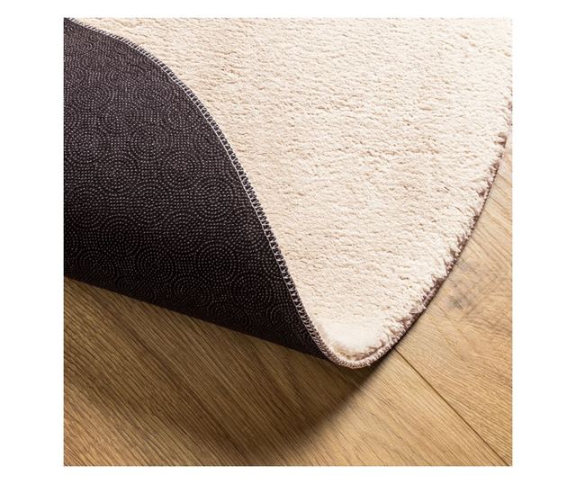 HUARTE bézs rövid szálú puha és mosható szőnyeg Ø 120 cm