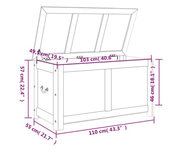 barna és fehér tömör akácfa tárolóláda fedéllel