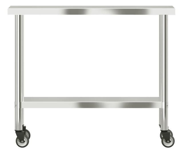 rozsdamentes acél konyhai munkaasztal kerekekkel 110x30x85 cm